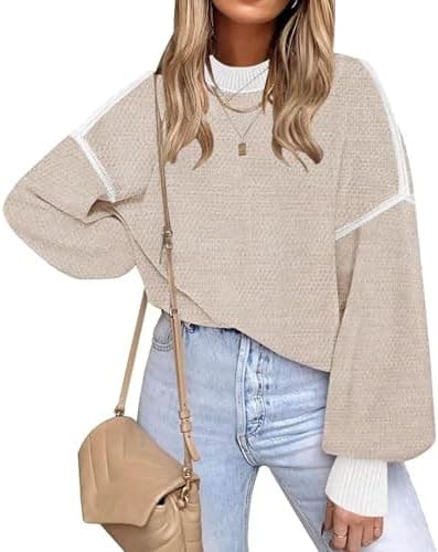 Fall Clothes for Women 2026 Trendy Fashion Oversized Sweaters Color Block Long Sleeve Knited Pullover Tops Winter Outfits