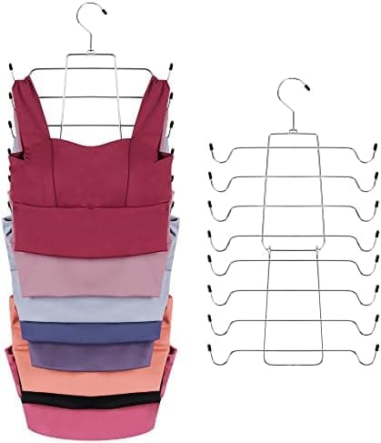 ZEDODIER 2 Pack Tank Top Hanger Space Saving, Bra Hangers for Closet Organizer, Hanging Bra Organizer Tank Tops Holder with 16 Hooks, Metal Closet Organizers and Storage Small Space Solutions, Silver