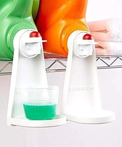 Tidy-Cup Liquid laundry detergent and fabric softener gadget (Pack of Two), fits most economic sized bottles, no more drips or mess