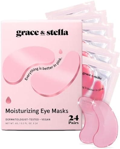 grace & stella Award Winning Under Eye Mask - Gifts for Women - Reduce Dark Circles, Puffy Eyes, Wrinkles, Under Eye Patches - Birthday, Bachelorette Party Favors - Vegan Self Care (24 Pairs, Pink)