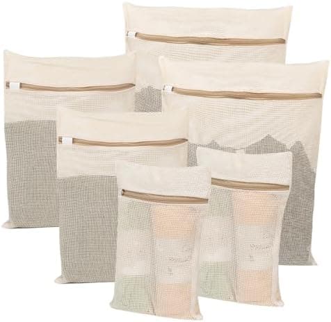 6-Piece Bag, Durable Cotton Mesh Laundry Bag, Sturdy Zipper, Breathable Mesh, Exquisite Laundry Bag for Underwear, Clothes, Pants, Shoes and Socks