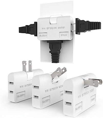 ETwinCoo 3 Way Flat Wall Outlet Extender Safe AC Adapter - 2-Prong Swivel Mini Indoor Wall Tap Plug, Outlet Splitter (Quick & Easy Install) Perfect for Home and Travel, Type A, White (3 Pack)