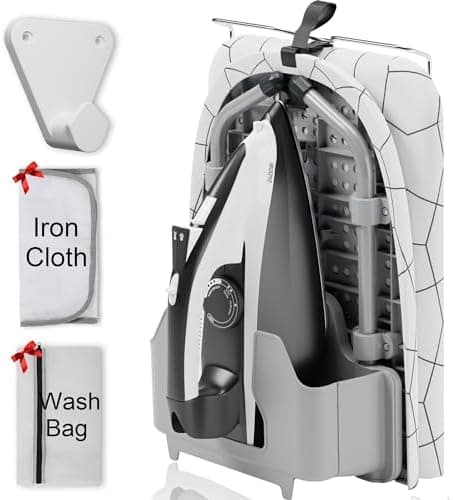 KLIFI Small Ironing Board Hanger Wall Mount Table Top Iron Board with Adjustable Legs Foldable with Built-in Iron Rest, Ironing Cloth Compact and Lightweight - Grey