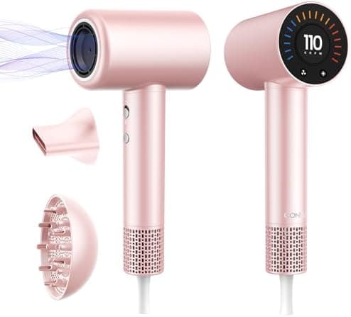 CONFU Hair Dryer, 110000 RPM Fast Drying Blow Dryer with Magnetic Diffuser and Concentrator, Professional Lightweight Ionic Hair Dryer for Women and Men