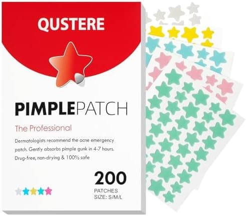 QUSTERE Pimple Patches for Face, Hydrocolloid Acne Patches, Cute Star Zit Covers, Colorful Spot Stickers with Tea Tree, Salicylic Acid & Cica Oil| 3 Sizes (10mm, 12mm & 14mm) |200 Count
