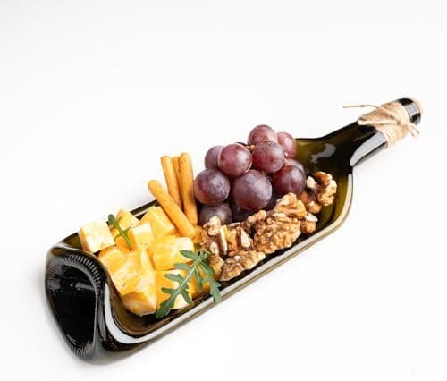 Melted Wine Bottle Serving Boards; Decorative Rectangle Serving Trays for Home Decor; Small Cheese Platter Serving Board; Unique Cheese and Cracker Tray for Dinner Party