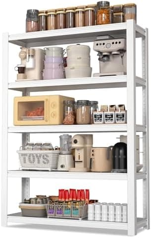 WORKPRO 3000lbs 5-Tier Shelving Unit, 72" H Adjustable Storage Shelves, Boltless Garage Shelving Unit for Garage, Kitchen, Durable Scratch-Resistant Panels, White