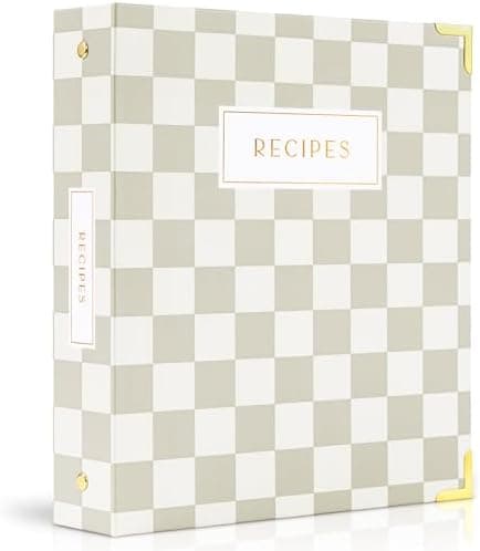 Aesthetic Recipe Binder with Waterproof Cover - The Perfect Recipe Book with Plastic Sleeves to Write in Your Own Recipes - Quality Blank Cookbook Binder, Cards incl.