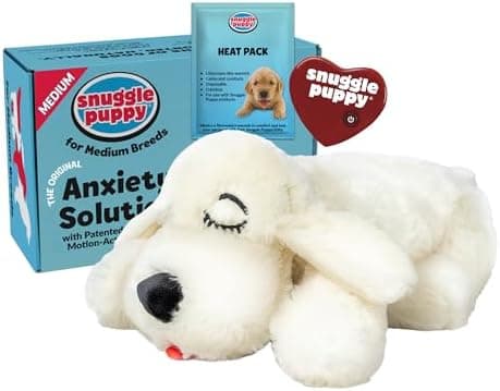 Snuggle Puppy Heartbeat Dog Toy for Puppies, Real-Feel Heartbeat, Calming Sleep Aid and Crate Training Comfort Toy with Heat Pack, Cream Plush Design