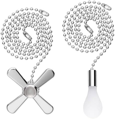 Ceiling Fan Pull Chain Extender, 24-inch Extra Long with Decorative Frosted Glass Bulb and Fan Cord, Fit All Standard 3mm Diameter Ceiling Fans and Light Fixtures Factory Pull