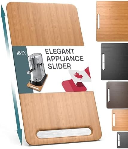 Ibyx Elegant Sliding Tray for Your Coffee Maker & Heavy Kitchen Appliances - Sturdy, Slides Easily from Under The Cabinet (Natural, 7.5”W x 14.5”D)