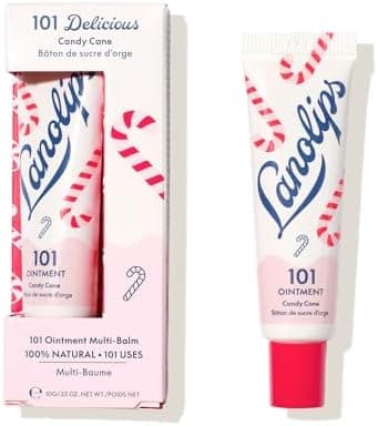 Lanolips 101 Ointment - Lanolin Lip Balm for Smooth, Hydrated & Healthy Lips - Multipurpose Ointment with Lanolin Oil for Dry Cuticles & More - Candy Cane (0.35 oz)