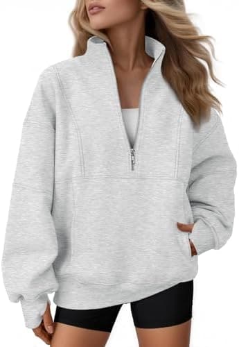 AUTOMET Womens Quarter Zip Oversized Sweatshirts Teen Fleece Pullover Hoodies 2026 Mock Neck Sweater Fall Workout Jacket