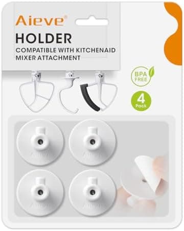 AIEVE 4 Pack Stand Mixer Attachment Holders Compatible with Kitchenaid Mixer Accessories,Flex Edge Beater, Flat Beater, Dough Hooks and Wire Whip Organizer