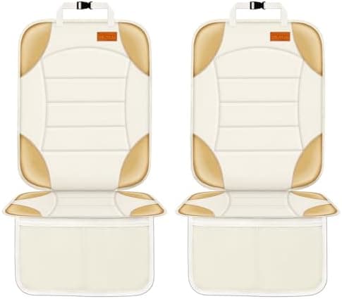 Siivton Car Seat Protector for Child, Cushion for Leather & Fabric Seats, 2 Mesh Pockets, Non-Slip Bottom, Waterproof for Vehicles - Baby & Pets (2 Pack)
