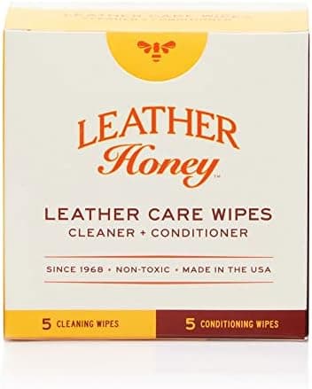 Leather Honey Leather Wipe Kit: Clean & Restore On-The-Go. For Any Color of Leather Couches, Car Seats, Purses, Shoes & Bags. Nontoxic, Ready-to-Use & Made in the USA. 5 Cleaner & 5 Conditioner Wipes