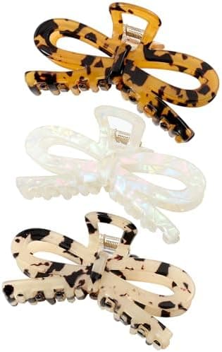 Jayongnee 3 PCS Bow Hair Claw Clips for Women - Non-Slip Hair Clamps for Thin or Thick Hair - Cute Butterfly Hair Accessories for Women Girls - Elegant Hair Styling Accessories (bow 2, large)