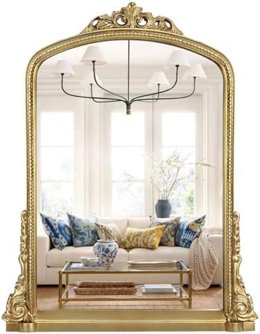 Decor Trends Traditional Ornate Arch Wall Mirror Vintage Fireplace Mirror Mantel Decor, Antique Gold, 36 inches x28 inches, Baroque Inspired Wall Mirror, 28 inches W x 36 inches L, 21004-GD