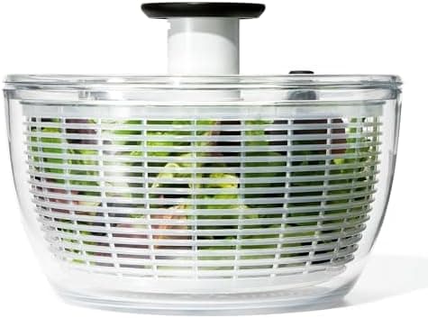 OXO Good Grips Salad Spinner | Lettuce Spinner | Fruit Washer | Fruit Washing Bowl with Strainer | Vegetable Cleaner | Salad Cleaner | Lettuce Washer | 6.22 Quart Capacity
