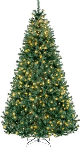 Best Choice Products 6ft Pre-Lit Christmas Tree Premium Hinged Artificial Pine Lighted Holiday Tree for Home, Office w/ 1,000 Branch Tips, 250 Lights, Metal Hinges, Foldable Base