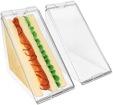Linkidea 2 Pcs Triangular Sandwich Containers with Cover, Charcuterie Boxes with Clear Lids for Sandwich Storage, Portable Sandwiches Storage Box Fits Picnic, Travel, Work (Transparent), LBA14-01