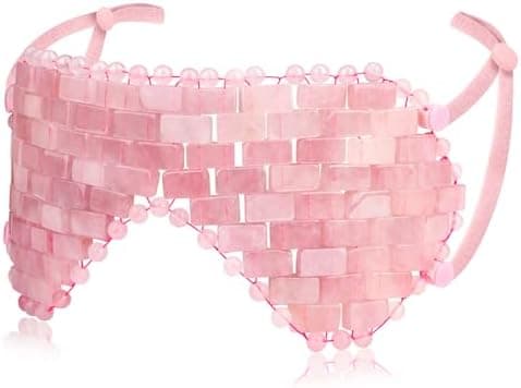 gemshan Quartz Eye Mask, Rose Jade Eye Mask Natural Crystal Sleep Mask, Eliminate Wrinkles Puffiness Headache and Migraine Relief Mask (#2-Rose Quartz)