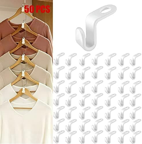 uccm Clothes Hanger Connector Hooks 50PCS Plastic Hooks Cascading Hangers Space Saving Organizer for Heavy Duty Clothes Closet