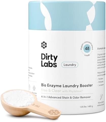 Dirty Labs | Scent Free | Bio Enzyme Laundry Booster | 48 Loads (1 lb) | Hyper Concentrated | High Efficiency & Standard Machine Washer | Nontoxic, Biodegradable | Stain & Odor Removal Enzyme Booster