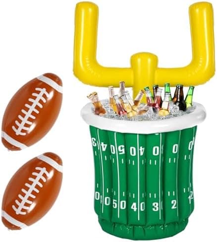 Zhanmai 3 Pcs Large Football Inflatable Cooler Football Drink Cooler Inflatable Serving Bar Food Container Inflatable Drink Holder Pool for Party Supplies Decorations (Vivid Football)