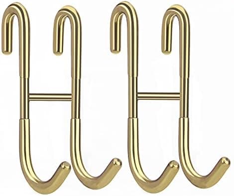 Haitis Shower Door Hooks,304 Stainless Steel Towel Hooks,Over Door Hooks for Bathroom,Drilling-Free Hanger Gold Shower Hooks - 2 Pack