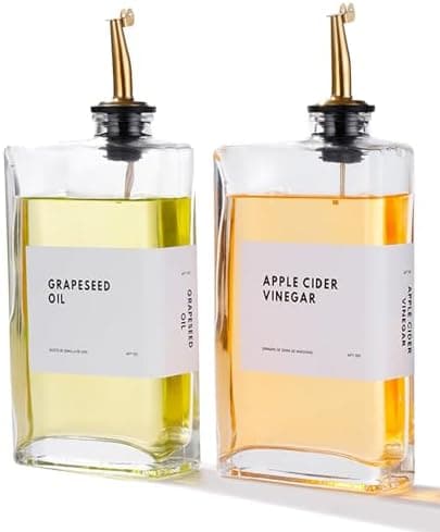 APT 1101 Olive Oil Dispenser for Kitchen, Cooking Oil and Vinegar Dispenser Set, Olive Oil Bottle, Soy sauce dispenser, coffee syrup bottles with stainless steel pourers - 2 pcs, Gold