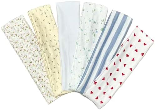 TERSE Fashion Women's Headbands for Short Hair Non Slip Elastic Floral Hairbands, Soft Fabric 2 Inches Thick Stripe Head Bands for Girls, Valentine's Day Heart Headbands