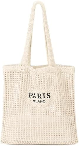 KPX Crochet Tote, Beach Mesh Knitted Shoulder Bag - Large Aesthetic Hobo Bag for Women - Summer
