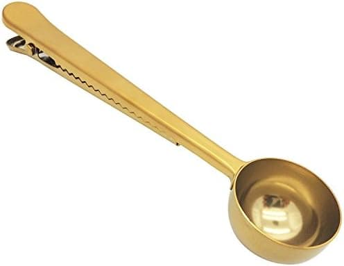 Voice on growth Coffee Scoop, Stainless Steel Golden Multi Function Coffee Measuring Spoon，Great Measuring Coffee, Tea，Protein Powder, Instant Drinks More - Perfect Coffee Spoon Bag Clip