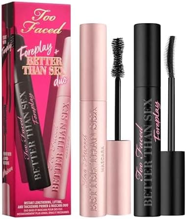 Too Faced Foreplay & Better Than Sex Duo | Dramatic Volume + Length Mascara and Primer Gift Set, 0.54 Fl Oz, Black