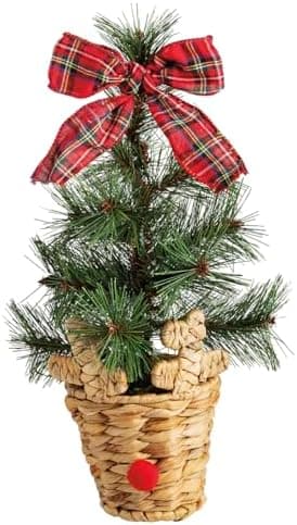 Mud Pie Christmas Small Reindeer Basket Fraser Fir Tree