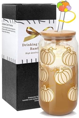 ANOTION Fall Coffee Cups - Fall Decor Pumpkin Mug Fall Coffee Mug Iced Coffee Cups Unique Autumn Decor Pumpkin Decorations Thanksgiving Tumbler Fall Wedding Tumbler Can Shaped Fall Cups - 18oz