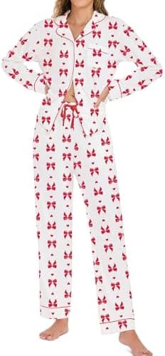 LUBOT 100% Cotton Pajamas for Women PJ Set Soft 2 Piece Ladies Button Knit Long Short Sleeve Sleepwear Loungewear XS-XXL