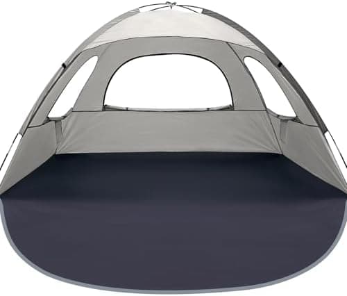 WhiteFang Beach Tent Anti-UV Portable Sun Shade Shelter for 3/4/6/8 Person, Extendable Floor with 3 Ventilating Mesh Windows Plus Carrying Bag, Stakes and Guy Lines