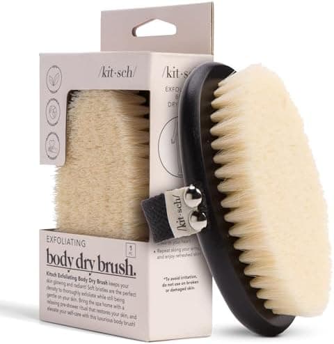 Kitsch Dry Brushing Body Brush for Lymphatic Drainage- Soft Bristles Shower Brush - Dry Brush to Remove Dry Skin and Improves Blood Circulation, Body Scrubber for Glowing Skin, Sauna Accessories