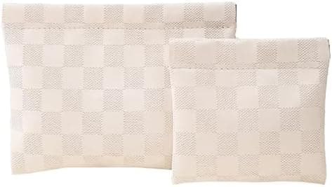 LYDZTION 2 Pieces Checkered Leather Makeup Bag Set for Women, Portable Cosmetic Bag Travel Toiletry Bag Organizer Waterproof Small Makeup Bag Aesthetic Accessories Storage Bag for Women-White