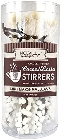 Melville Candy Gourmet Chocolate Stirrers - Naturally Flavored Stirrers for Beverages - Chocolate with Mini Marshmallows, 8 Count