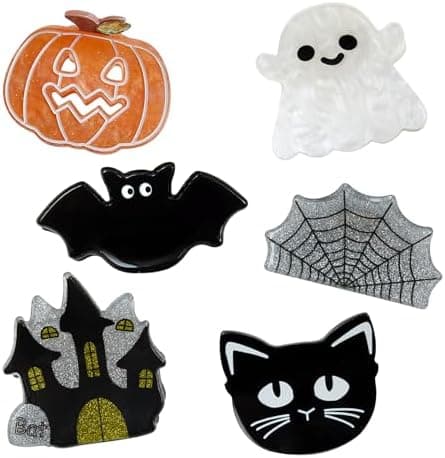 Bgffuy Small Halloween Hair Clips for Women Girls – Cute Cat, Bat, Pumpkin, Ghost, Spider Web & Haunted House Claw Clips | Spooky Mini Halloween Hair Accessories