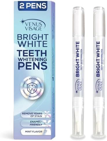 Venus Visage Award Winning Teeth Whitening Pen, 20+ Uses - Teeth whitening Kit Professionally formulated - Best Teeth whitening Gel Pen Teeth Whitener - Low Sensitivity (Mint) (0.07 Fl Oz (Pack of 2))