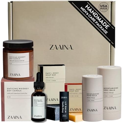 ZAAINA Men’s Self Care Package - Relaxation Spa Gift Set, Luxury Natural Handmade Grooming Kit for Husband Dad Friend, Father's Day Gifts for Men, Birthday Gifts for Him