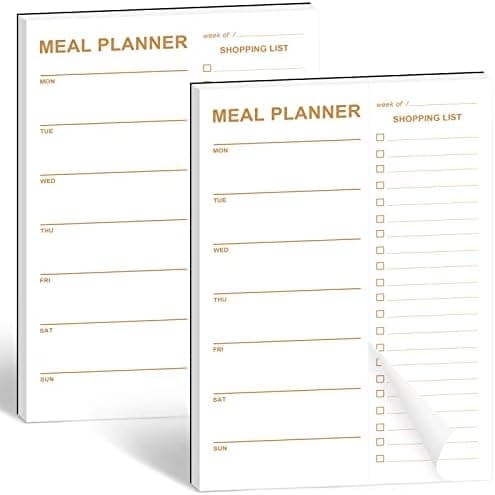 Weekly Meal Planner Magnetic, 2 Pack Undated Tear-off Sheets Meal Planning Notepad, Magnetic Meal Planner for Refrigerator, Grocery List