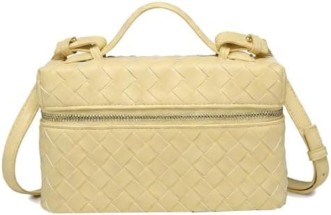 Mini Woven Crossbody Purse Square Box Bags Top-Handle Tote Handbag Shoulder Bag Cute Satchels Trendy