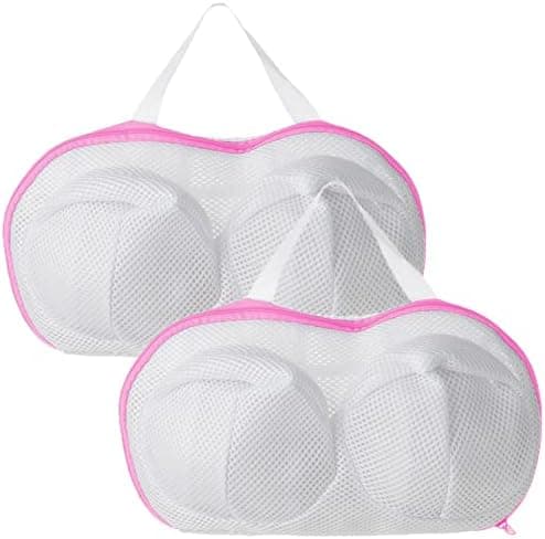 Large Bra Washing Bags for Laundry, Bra Laundry Bags for Washing Machine, Fits All Cups Anti Deformation Bra Washing Bag, Lingerie Bags for Washing Delicates (2 Pcs - Pink XXL)