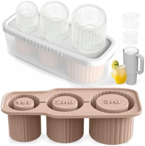 Ice Mold Compatible with Stanley Cup, Silicone Ice Cube Tray With Lid for Stanley 20-40 Oz Accessories, Reusable Ice Maker for Chilling Whiskey, Cocktails, Drinks, Easy to Release, Gifts for Family