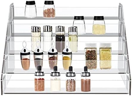 WUIVIUT Spice Rack Organizer For Cabinet, 1 4/5 in/Tier Acrylic Tiered Spice Shelf Can Storage Organizer for Kitchen Pantry Countertop